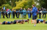 4 August 2015; Leinster head of fitness Daniel Tobin watches fitness drills during squad training. Leinster Rugby Squad Training. Edenderry, Co. Offaly. Picture credit: Seb Daly / SPORTSFILE