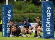 4 August 2015; Leinster players, from left, Tom Farrell, Mick McGrath and Steve Crosbie during squad training. Leinster Rugby Squad Training. Edenderry, Co. Offaly. Picture credit: Seb Daly / SPORTSFILE