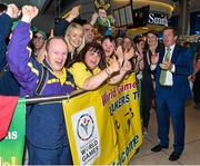 4 August 2015; Special Olymics Ireland CEO Matt English, right, and supporters of Team Ireland cheer on the team at Dublin Airport during their homecoming. Team Ireland returns from the Special Olympics World Summer Games. Terminal 2, Dublin Airport. Picture credit: Cody Glenn / SPORTSFILE