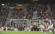 22 November 2008; Ronan O'Gara, Ireland, kicks a penalty from the halfway line. Guinness Autumn Internationals, Ireland v Argentina, Croke Park, Dublin. Picture credit: Brendan Moran / SPORTSFILE