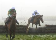 29 November 2008; Judge Roy Bean, who finished second, with Andrew McNamara up, leads the eventual winner On The Way Out, right, with Thomas Doyle up, after the last during the Kildownet Group Maiden Hurdle. Fairyhouse Winter Festival 2008. Fairyhouse Racecourse, Co. Meath. Photo by Sportsfile