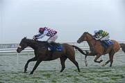 29 November 2008; Bridge Run, left, with Paul Carberry up, on the way to winning the Kildownet Group Beginners Steeplechase ahead of eventual second Wins now, with MP Walsh up. Fairyhouse Winter Festival 2008. Fairyhouse Racecourse, Co. Meath. Photo by Sportsfile