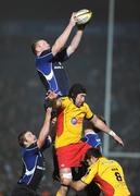 29 November 2008; Stephen Keogh, Leinster, wins possession in the lineout against Hoani Macdonald, Newport Gwent Dragons. Magners League, Leinster v Newport Gwent Dragons, RDS, Dublin. Picture credit: Matt Browne / SPORTSFILE