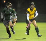 29 November 2008; Jean McDonnell, Railway Ladies, in action against Emma Parker, Randalstown Ladies. Irish Hockey League, Game 2, Railway Ladies v Randalstown Ladies. Park Avenue, Sandymount, Dublin. Picture credit: Pat Murphy / SPORTSFILE