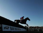 30 November 2008; Trafford Lad, with Tom Doyle up, clears the last on the way to winning the Bar One Racing Drinmore Novice Steeplechase. Fairyhouse Winter Festival 2008, Fairyhouse Racecourse, Co. Meath. Picture credit: Brian Lawless / SPORTSFILE