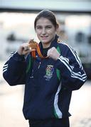 1 December 2008; Ireland's Katie Taylor, who won a gold medal in the 60kg category at the AIBA Women's World Championships in China, at the homecoming in Dublin Airport. Photo by Sportsfile