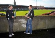 25 November 2008; Bohemians' Owen Heary and goalkeeper Brian Murphy, right, at a photocall to announce the nominees for the eircom / Soccer Writers Association of Ireland (SWAI) Personality of the Year Award. Dalymount Park, Dublin. Picture credit: Pat Murphy / SPORTSFILE