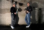 25 November 2008; Bohemians' Owen Heary and goalkeeper Brian Murphy, right, at a photocall to announce the nominees for the eircom / Soccer Writers Association of Ireland (SWAI) Personality of the Year Award. Dalymount Park, Dublin. Picture credit: Pat Murphy / SPORTSFILE
