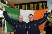 27 November 2008; Irish handballers James Doyle, from Whitecross, Co. Armagh, left, and Charly Shanks, from Lurgan, Co. Armagh, at Dublin Airport prior to their departure to Milan where they will play in the Open D’Italia Tournament. In total, 13 countries will take part in the three day event, with the USA and Basque Region two of the favourites in the competition. Dublin Airport, Dublin. Picture credit: Brian Lawless / SPORTSFILE