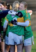 29 November 2008; Dympna Walsh and Edel Conway, Kilmihil, celebrate after beating Knockmore. VHI Healthcare All-Ireland Ladies Junior Club Football Championship Final, Kilmihil, Clare, v Knockmore, Mayo. Tuam Stadium, Tuam, Co. Galway. Picture credit: Ray Ryan / SPORTSFILE
