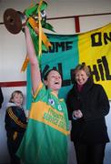 29 November 2008; Kilmihil captain Fiona O'Neill celebrates with the cup after it was presented to her by Geraldine Giles, President of Cumann Peil na mBan. VHI Healthcare All-Ireland Ladies Junior Club Football Championship Final, Kilmihil, Clare, v Knockmore, Mayo. Tuam Stadium, Tuam, Co. Galway. Picture credit: Ray Ryan / SPORTSFILE
