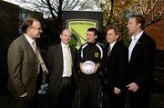1 December 2008; At the launch of Sporting Fingal's Third-Level Scholarship scheme were, from left, Fran Gavin, Director Eircom League of Ireland, John O'Brien, Secetary Sporting Fingal, Conan Byrne, Sporting Fingal, Liam Buckley, manager Sporting Fingal and Stephen McGuinness, Chairman PFAI. Clarion Hotel, Dublin. Photo by Sportsfile