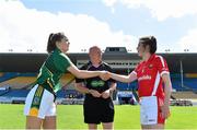 3 August 2015; Team captains Meath's Kate Byrne and Cork's Ciara O'Sullivan shake hands ahead of the game. TG4 Ladies Football All-Ireland Senior Championship, Qualifier Round 2, Cork v Meath. Semple Stadium, Thurles, Co. Tipperary. Picture credit: Ramsey Cardy / SPORTSFILE
