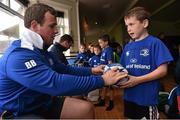 5 August 2015; Leinster players Bryan Byrne and Ian Hirst visited the Bank of Ireland Leinster Rugby Summer Camp at Tullamore RFC to meet with young players. Tullamore RFC, Co. Offaly. Picture credit: David Maher / SPORTSFILE