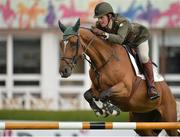 5 August 2015; Capt. Michael Kelly, Ireland, competing on Drumiller Lough during The Speed Stakes portion of the Discover Ireland Dublin Horse Show 2015. RDS, Ballsbridge, Dublin. Picture credit: Cody Glenn / SPORTSFILE