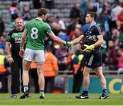 2 August 2015; Stephen Cluxton, Dublin, shakes hands with Eoin Donnelly, Fermanagh, at the end of the game. GAA Football All-Ireland Senior Championship, Quarter-Final, Dublin v Fermanagh. Croke Park, Dublin. Picture credit: David Maher / SPORTSFILE