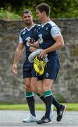 6 August 2015; Ireland's Jonathan Sexton, right, and Rob Kearny arriving for squad training. Ireland Rugby Squad Training, Carton House, Maynooth, Co. Kildare. Picture credit: Sam Barnes / SPORTSFILE