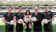 6 August 2015; Sean Quigley, Fermanagh, left, Michael Darragh MacAuley, Dublin, second left, Eimear Doherty, Croke Park, centre, Martin Donnelly, MD of myclubshop.ie, and Andrew Tormey, Meath, right, at the launch of the new licensed GAA MD match football. Croke Park, Dublin. Picture credit: Seb Daly / SPORTSFILE