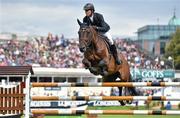 6 August 2015; Shane Breen, Ireland, competing on Golden Hawk in the Serpentine Speed Stakes sponsored by CityJet during the Discover Ireland Dublin Horse Show 2015. RDS, Ballsbridge, Dublin. Picture credit: Cody Glenn / SPORTSFILE