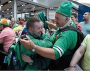 4 August 2015; Team Ireland’s Paul Keane, a member of Wexford Special Olympics Club, from Ferns, Co. Wexford, greeted at Dublin Airport during the homecoming. Team Ireland returns from the Special Olympics World Summer Games. Terminal 2, Dublin Airport. Picture credit: Ray McManus / SPORTSFILE