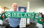 13 February 2008; Giovanni Trapattoni holds an Irish scarf in his office after a press conference at the Red Bull Salzburg training grounds. Trapattoni revealed at the news conference that the FAI had offered him a two year contract as the Republic of Ireland manager. Red Bull Salzburg Training Grounds, Salzburg, Austria. Picture credit: David Maher / SPORTSFILE