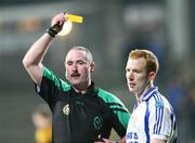 30 November 2008; Brian McGuckin, Ballinderry, is shown a yellow card from Referee Martin Sludden. AIB Ulster Senior Club Football Championship Final, Crossmaglen Rangers v Ballinderry, Brewster Park, Enniskillen, Co. Fermanagh. Picture credit: Oliver McVeigh / SPORTSFILE