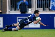 6 December 2008; Simon Keogh, Leinster, scores his side's third try against Castres Olympique. Heineken Cup, Pool 2, Round 3, Leinster v Castres Olympique, RDS, Dublin. Picture credit: Brendan Moran / SPORTSFILE