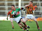 7 December 2008; Odran O'Dwyer, Kilmurray Ibrickane, in action against Garret Noonan, Dromcollogher Broadford. AIB Munster Senior Club Football Championship Final, Dromcollogher Broadford v Kilmurray Ibrickane, Gaelic Grounds, Limerick. Picture credit: David Maher / SPORTSFILE