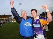 7 December 2008; Kilmacud Crokes manager Paddy Carr, left, celebrates with Brian McGrath after the match. AIB Leinster Senior Club Football Championship Final, Kilmacud Crokes v Rhode, Parnell Park, Dublin. Picture credit: Brian Lawless / SPORTSFILE