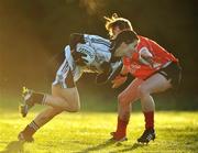 30 November 2008; Therese McNally, Emyvale, in action against Aine Ni Ghealbhain, Ballingeary Inchigeela. VHI Healthcare All-Ireland Ladies Intermediate Club Football Championship Final, Emyvale, Monaghan, v Ballingeary Inchigeela, Cork, St Rynagh's, Banagher, Co. Offaly. Picture credit: David Maher / SPORTSFILE