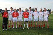 7 December 2008; Tyrone players Enda McGinley, Colm McCullagh, Colm Gormley, Ryan McMenamin, Justin McMahon, Tommy McGuigan, Davy Harte, Sean Cavanagh with manager Mickey Harte before the game. GAA Football All-Stars Tour, Páirc na nGael, Treasure Island, San Francisco, USA. Picture credit: Ray McManus / SPORTSFILE