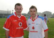 7 December 2008; Fermanagh players Martin McGrath, left, and Ryan McCluskey before the Vodafone GAA All-Star game. GAA Football All-Stars Tour, Páirc na nGael, Treasure Island, San Francisco, USA. Picture credit: Ray McManus / SPORTSFILE