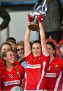 3 August 2015; Cork's Hannah Looney lifts the cup. TG4 Ladies Football All-Ireland Minor A Championship Final, Cork v Galway. Semple Stadium, Thurles, Co. Tipperary. Picture credit: Ramsey Cardy / SPORTSFILE