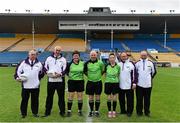 3 August 2015; Referee Gavin Corrigan with officials ahead of the game. TG4 Ladies Football All-Ireland Minor A Championship Final, Cork v Galway. Semple Stadium, Thurles, Co. Tipperary. Picture credit: Ramsey Cardy / SPORTSFILE