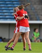 3 August 2015; Cork's Emma Spillane, left, and Kate Leneghan celebrate following their side's victory. TG4 Ladies Football All-Ireland Minor A Championship Final, Cork v Galway. Semple Stadium, Thurles, Co. Tipperary. Picture credit: Ramsey Cardy / SPORTSFILE