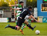 7 August 2015; Conan Byrne, St. Patrick's Athletic, in action against Ryan Brennan, Shamrock Rovers. SSE Airtricity League Premier Division, Shamrock Rovers v St. Patrick's Athletic, Tallaght Stadium, Tallaght, Co. Dublin. Picture credit: David Maher / SPORTSFILE