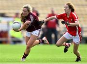 3 August 2015; Megan Glynn, Galway, in action against Emma Spillane, Cork. TG4 Ladies Football All-Ireland Minor A Championship Final, Cork v Galway. Semple Stadium, Thurles, Co. Tipperary. Picture credit: Ramsey Cardy / SPORTSFILE