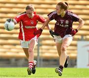 3 August 2015; Shauna Cronin, Cork, in action against Siobhán Divilly, Galway. TG4 Ladies Football All-Ireland Minor A Championship Final, Cork v Galway. Semple Stadium, Thurles, Co. Tipperary. Picture credit: Ramsey Cardy / SPORTSFILE