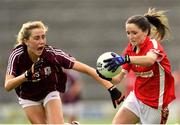 3 August 2015; Eimear Scally, Cork, in action against Grace Cahill, Galway. TG4 Ladies Football All-Ireland Minor A Championship Final, Cork v Galway. Semple Stadium, Thurles, Co. Tipperary. Picture credit: Ramsey Cardy / SPORTSFILE