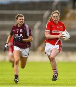 3 August 2015; Eirne Ní Dheasmumhnaigh, Cork, in action against Karen Dowd, Galway. TG4 Ladies Football All-Ireland Minor A Championship Final, Cork v Galway. Semple Stadium, Thurles, Co. Tipperary. Picture credit: Ramsey Cardy / SPORTSFILE