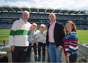 8 August 2015; Tipperary great Eoin Kelly in attendance at today's‚ Bord Gáis Energy Legends Tour at Croke Park, where he relived some of most memorable moments from his playing career, with the Peters from Clonmel, Co. Tipperary, William and Claire, with their grandchildren Max, left, and Zach. All Bord Gáis Energy Legends Tours include a trip to the GAA Museum, which is home to many exclusive exhibits, including the official GAA Hall of Fame. For booking and ticket information about the GAA legends for this summer visit www.crokepark.ie/gaa-museum. Croke Park, Dublin. Picture credit: Dáire Brennan / SPORTSFILE