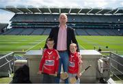 8 August 2015; Tipperary great Eoin Kelly in attendance at today's‚ Bord Gáis Energy Legends Tour at Croke Park, where he relived some of most memorable moments from his playing career, pictured with the Murphy's from Ballincollig, Co. Cork, Tadhg, aged 6, and Dáithí, aged 8. All Bord Gáis Energy Legends Tours include a trip to the GAA Museum, which is home to many exclusive exhibits, including the official GAA Hall of Fame. For booking and ticket information about the GAA legends for this summer visit www.crokepark.ie/gaa-museum. Croke Park, Dublin. Picture credit: Dáire Brennan / SPORTSFILE