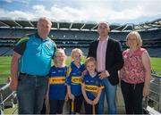 8 August 2015; Tipperary great Eoin Kelly in attendance at today's‚ Bord Gáis Energy Legends Tour at Croke Park, where he relived some of most memorable moments from his playing career, with the Hylands, from Cahir, Co. Tipperary, Tom and Caitríona, with their daughters Kate, aged 9, Emma, aged 7, and Eevie, aged 5. All Bord Gáis Energy Legends Tours include a trip to the GAA Museum, which is home to many exclusive exhibits, including the official GAA Hall of Fame. For booking and ticket information about the GAA legends for this summer visit www.crokepark.ie/gaa-museum. Croke Park, Dublin. Picture credit: Dáire Brennan / SPORTSFILE
