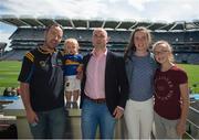 8 August 2015; Tipperary great Eoin Kelly in attendance at today's‚ Bord Gáis Energy Legends Tour at Croke Park, where he relived some of most memorable moments from his playing career, with the Flannerys from Co. Tipperary, Paddy, Pádraig, Eileen, and Kayleigh. All Bord Gáis Energy Legends Tours include a trip to the GAA Museum, which is home to many exclusive exhibits, including the official GAA Hall of Fame. For booking and ticket information about the GAA legends for this summer visit www.crokepark.ie/gaa-museum. Croke Park, Dublin. Picture credit: Dáire Brennan / SPORTSFILE