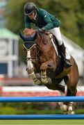 8 August 2015; Conor Swail, Ireland, competing on Simba de La Roque, on their way to winning the JLT Dublin Stakes during the Discover Ireland Dublin Horse Show 2015. RDS, Ballsbridge, Dublin. Picture credit: Matt Browne / SPORTSFILE