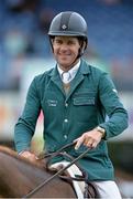 8 August 2015; Conor Swail, Ireland, after winning the JLT Dublin Stakes on Simba de La Roque during the Discover Ireland Dublin Horse Show 2015. RDS, Ballsbridge, Dublin. Picture credit: Matt Browne / SPORTSFILE