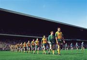 20 September 1992; The Donegal and Dublin teams in the pre-match parade before the All-Ireland Football Championship Final match between Dublin and Donegal at Croke Park in Dublin. Photo by Ray McManus/Sportsfile