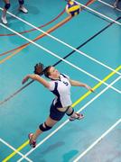 10 December 2008; Edel Nolan, Mount St Michael's, spikes the ball for a score. All-Ireland Schools Senior A Volleyball Championship Final, Mount St Michael Secondary School, Claremorris, Co. Mayo v St Mary's College, Naas, Co. Kildare, UCD Sports Arena, Belfield, Dublin. Picture credit: Brendan Moran / SPORTSFILE