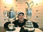 12 December 2008; Padraig Harrington during a press conference to announce details of the largest ever global sponsorship deal with FTI. Shelbourne Hotel, Dublin. Picture credit: David Maher / SPORTSFILE