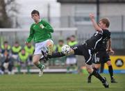 12 December 2008; Brian Gaffney, Ireland, in action against Caleb Duncan, New Zealand. Schools Soccer International, Ireland v New Zealand, Oscar Traynor Road, Coolock, Dublin. Picture credit: David Maher / SPORTSFILE